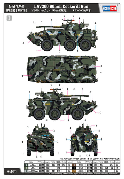 Hobby Boss 1/35 LAV-300 with 90mm Cockerill Gun model kit 84573, image 4