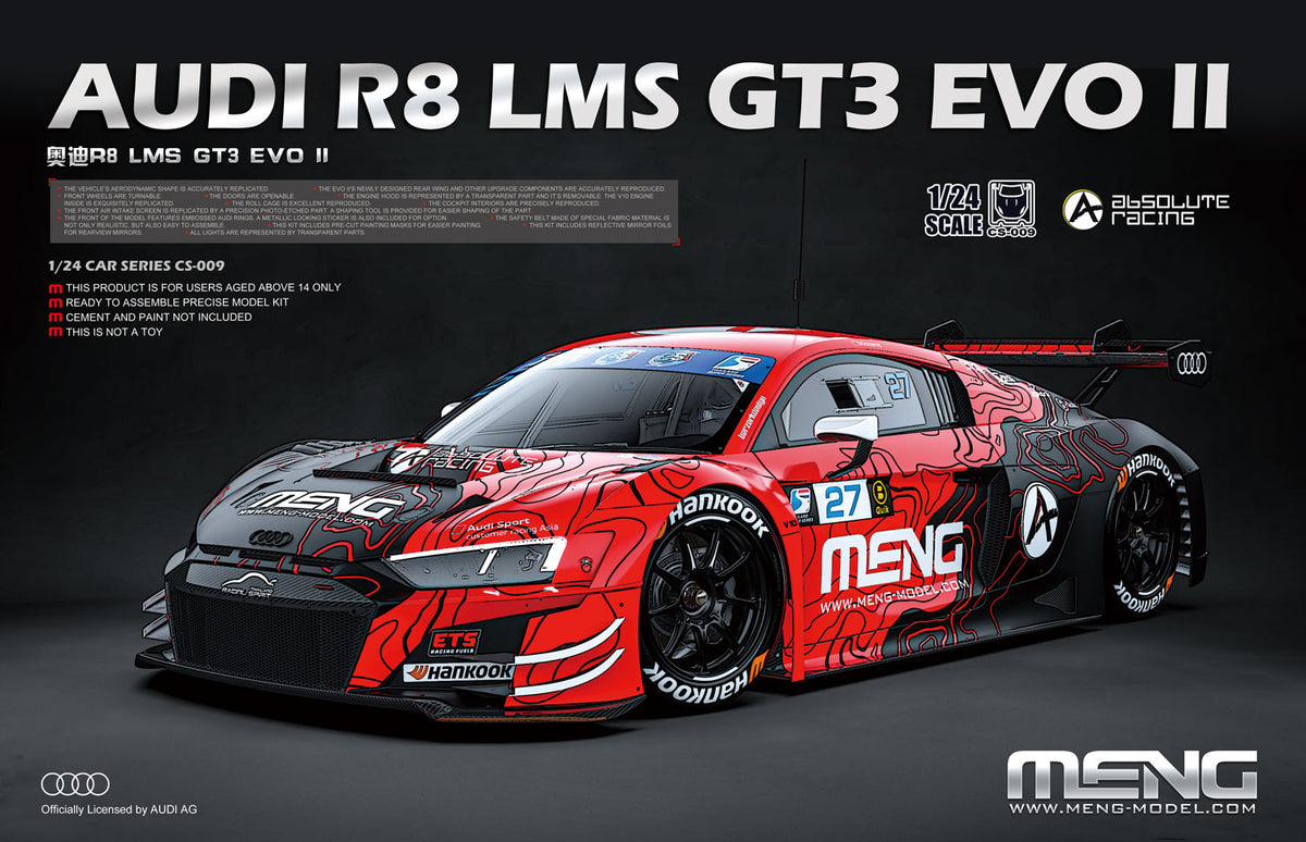 Meng 1/24 Audi R8 LMS GT3 EVO II model kit CS-009, box art
