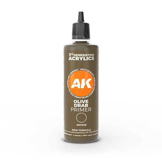 AK Interactive - 3rd Generation Acrylic Surface Primer 100ml - Olive Drab
