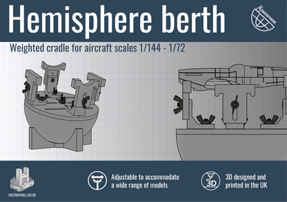 Weighted Aircraft Hemisphere Berth / Building Cradle for scales 1/144 to 1/72