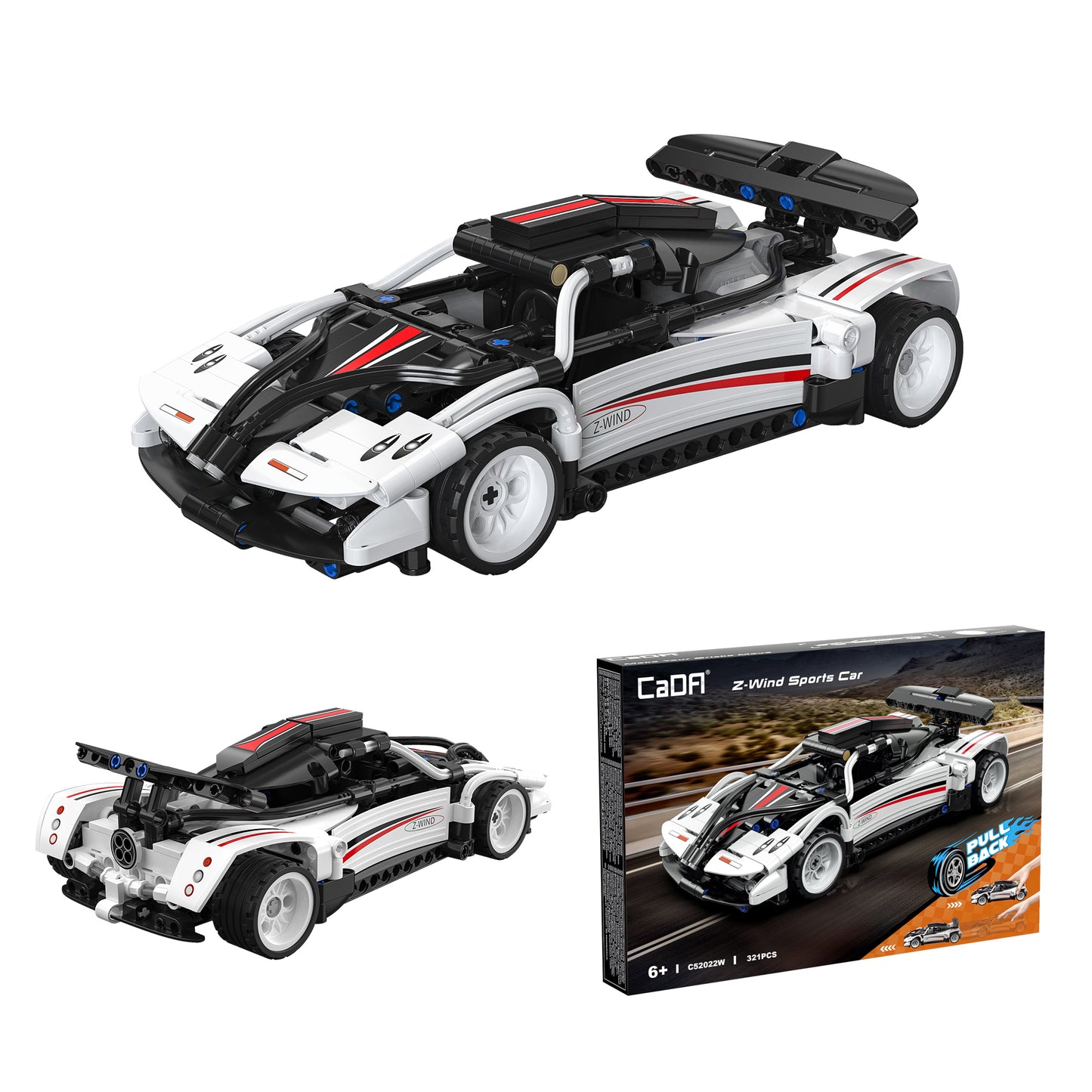 CaDA Pullback Series - 1:18 Z-Wind Pull-Back Sports Car - 321 pcs C52022W