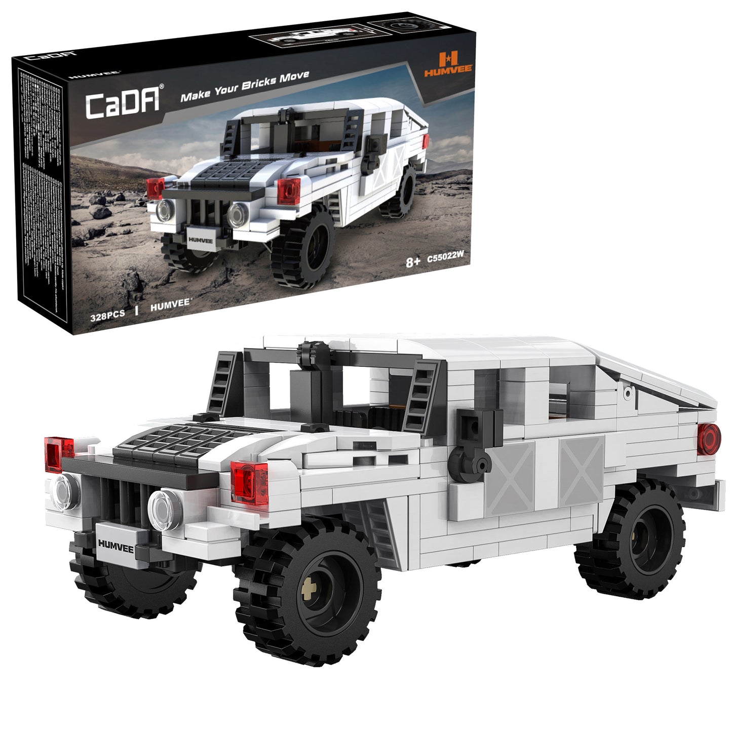 CaDA 1/24 Mini Cars - 1:24 Humvee Off-Road Truck - 328 pcs C55022W