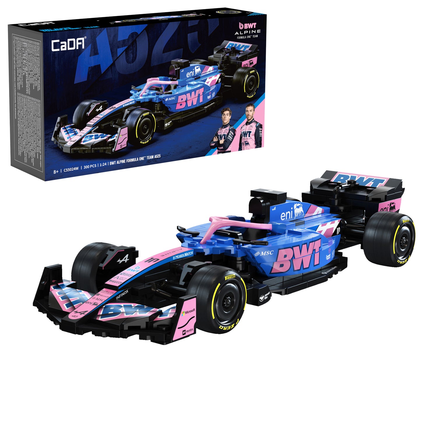 CaDA 1:24 Mini Cars - 1:24 BWT Alpine F1 Team A525 Racing Cars - 300 pcs - C55024W