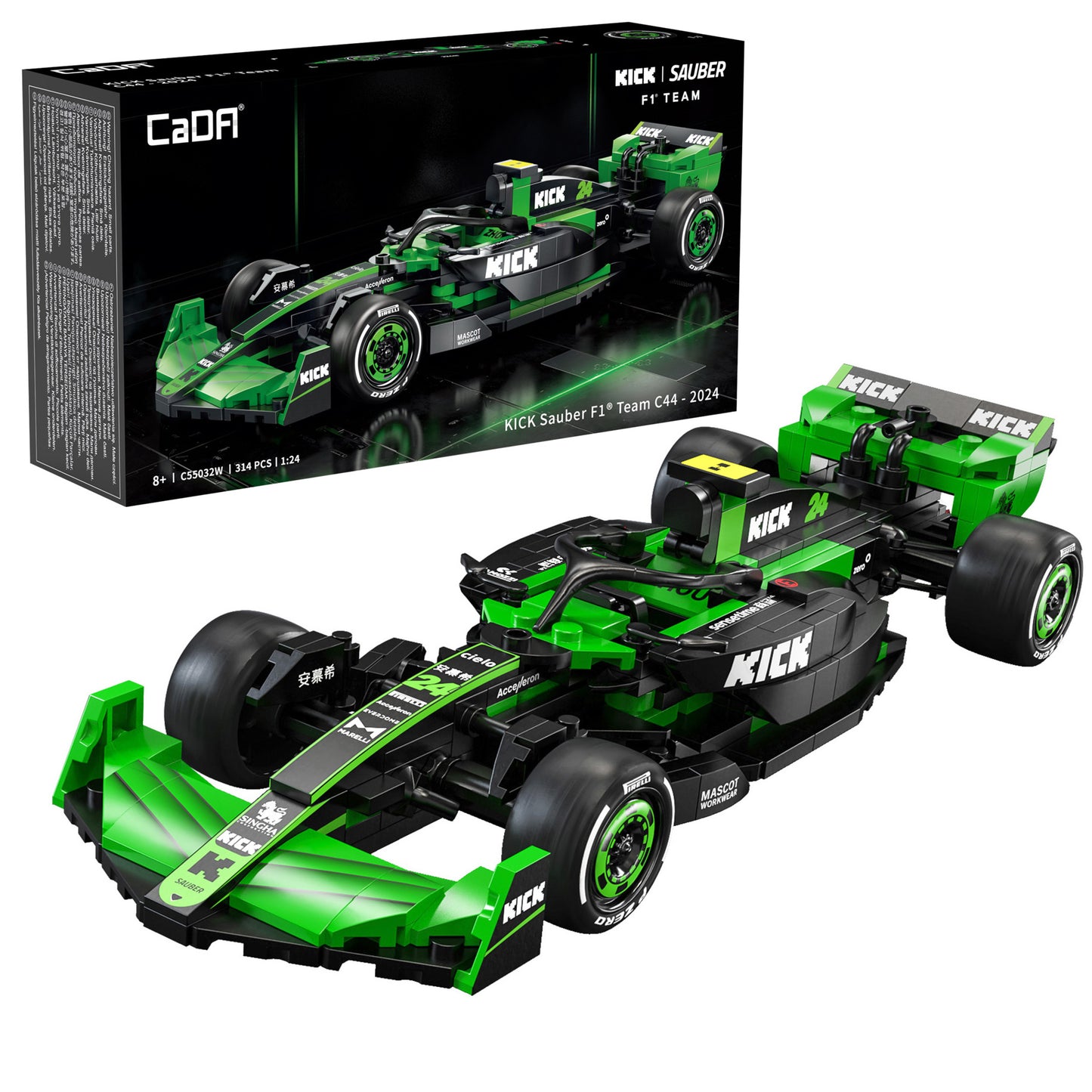 CaDA 1:24 Mini Cars - KICK Sauber F1 Team C44 (2024) - 314 pcs - C55032W
