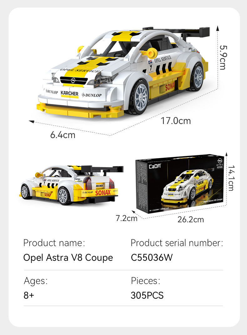 CaDA 1/24 Mini Cars - 1:24 Opel Astra V8 Coupé - 305 pcs C55036W