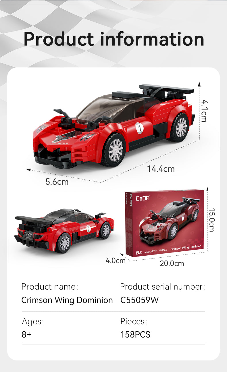 CaDA 1:32 Cars - Crimson Wing Racing Cars - 158 pcs - C55059W