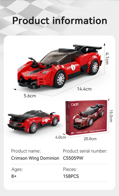 CaDA 1:32 Cars - Crimson Wing Racing Cars - 158 pcs - C55059W