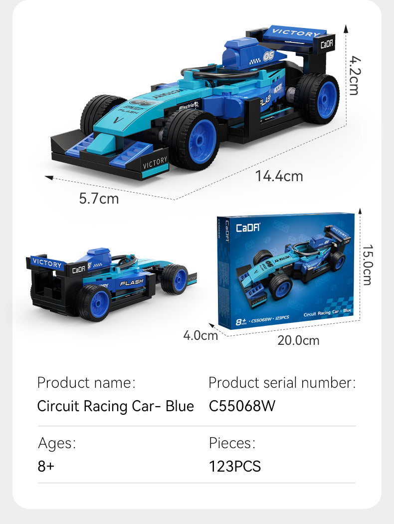 CaDA 1:32 Cars - Blue Circuit Racing Cars - 123 pcs - C55068W