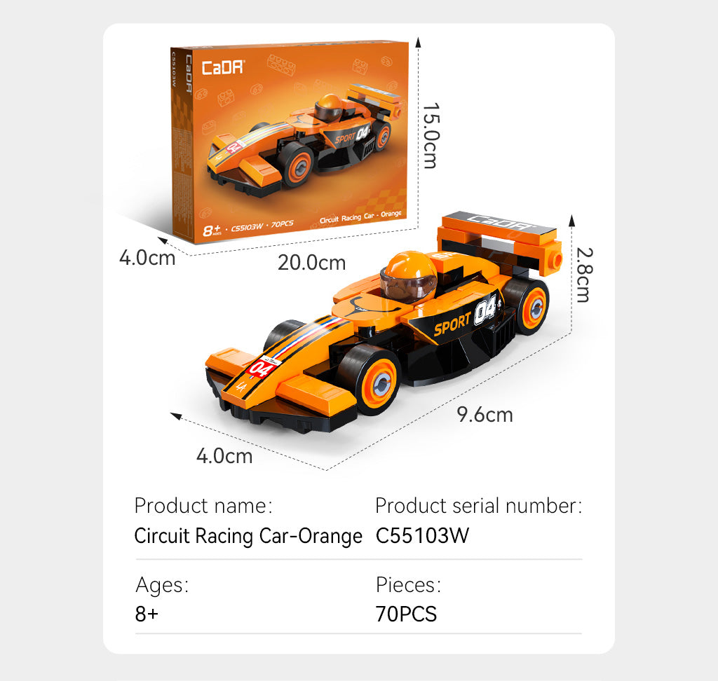 CaDA 1:48 Mini Cars - Mini Orange Circuit Racing Cars - 70 pcs - C55103W