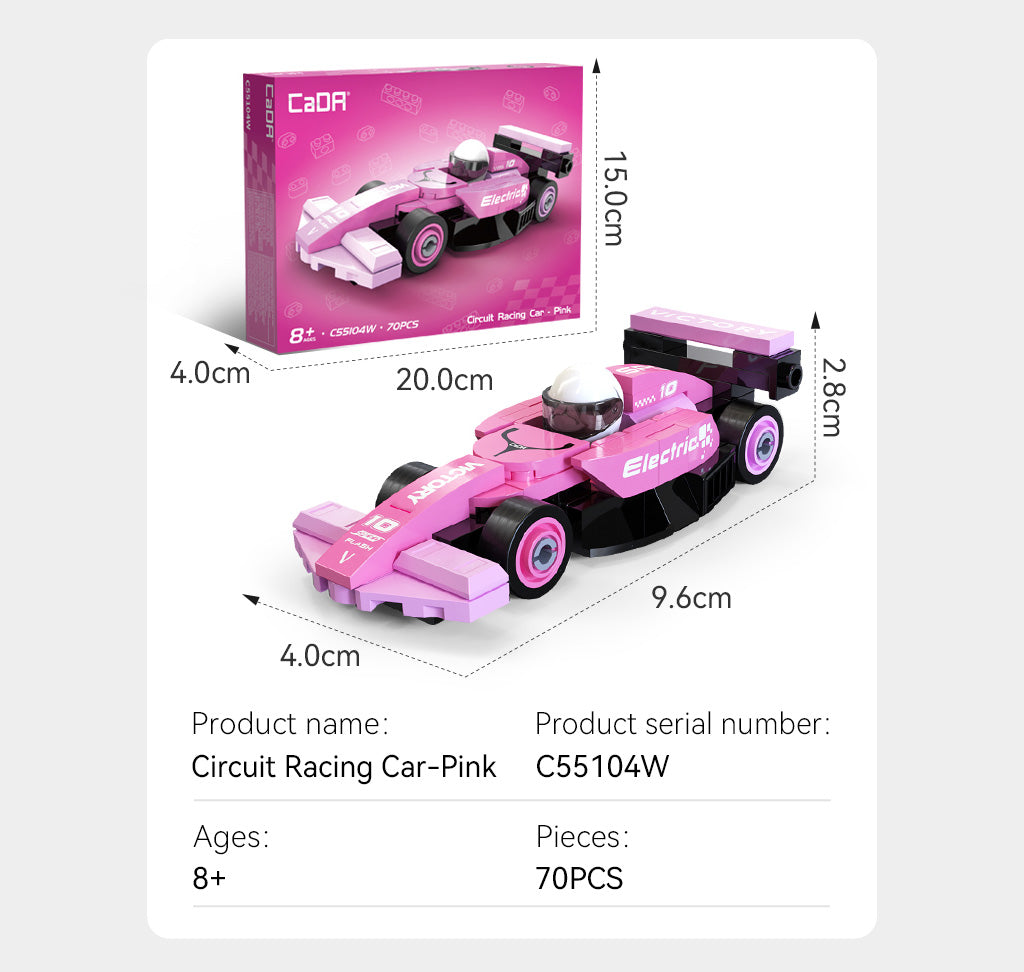 CaDA 1:48 Mini Cars - Mini Pink Circuit Racing Cars - 70 pcs - C55104W
