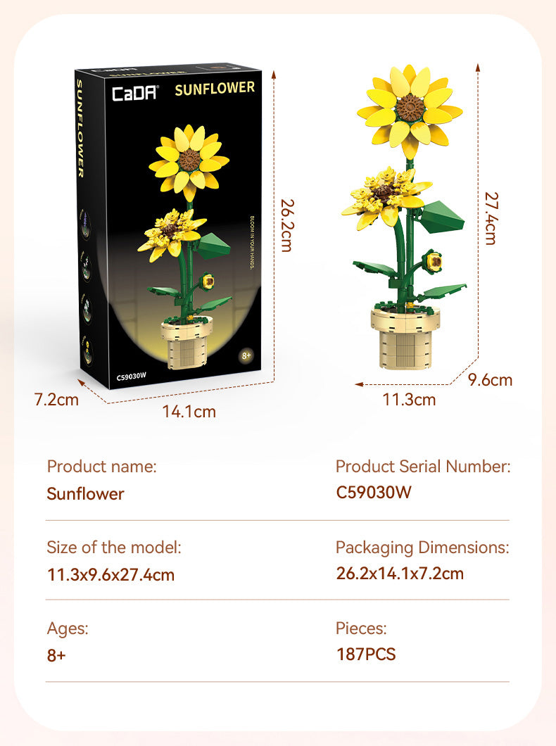 CaDA Creative - Sunflower Building Block Planter - 187 pcs - C59030W
