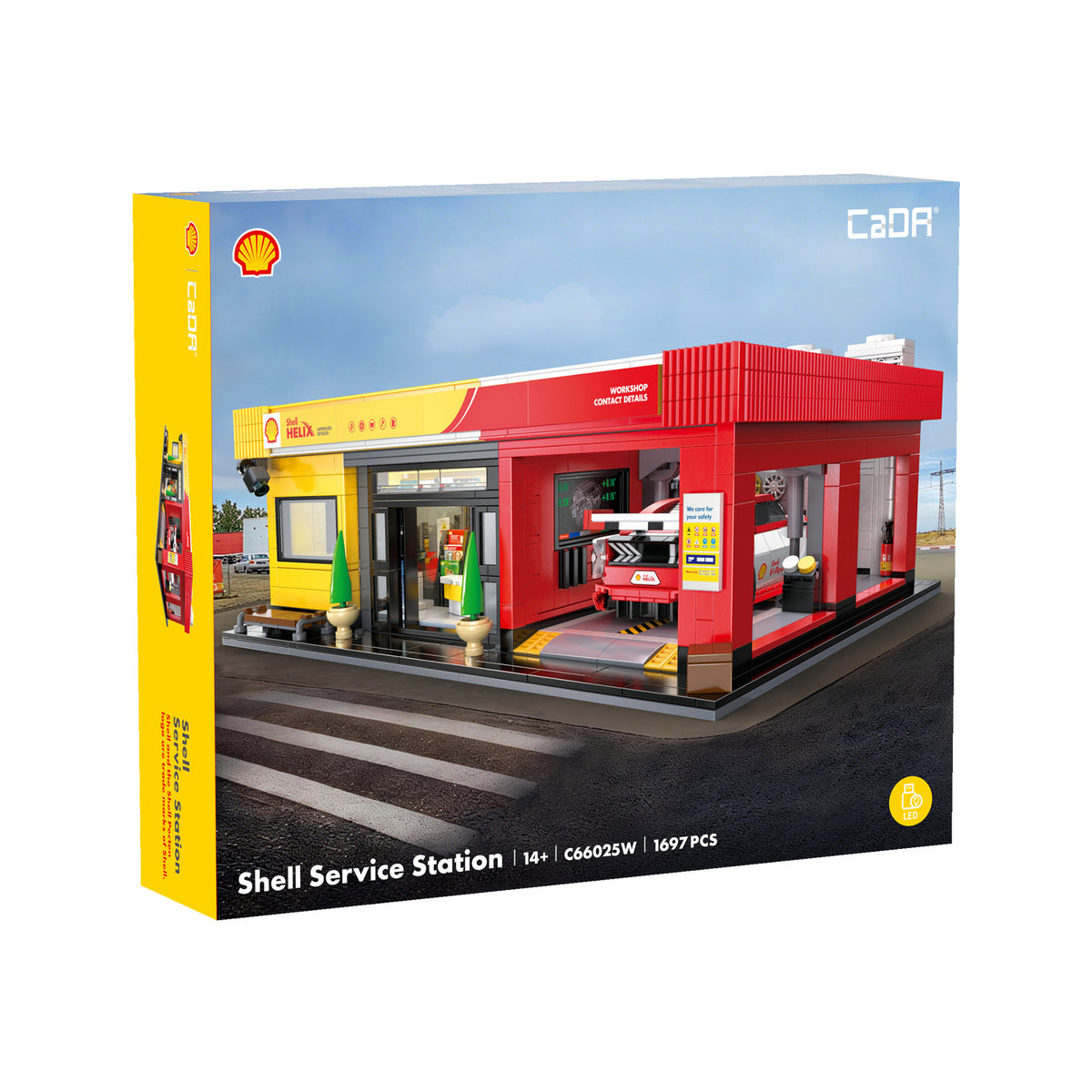 CaDA Brick Models - Shell Service Station with Car - C66025W