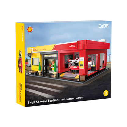 CaDA Brick Models - Shell Service Station with Car - C66025W