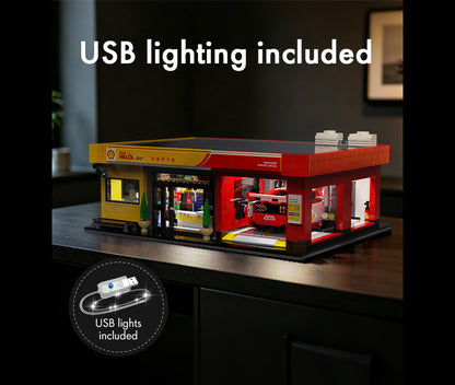 CaDA Brick Models - Shell Service Station with Car - C66025W