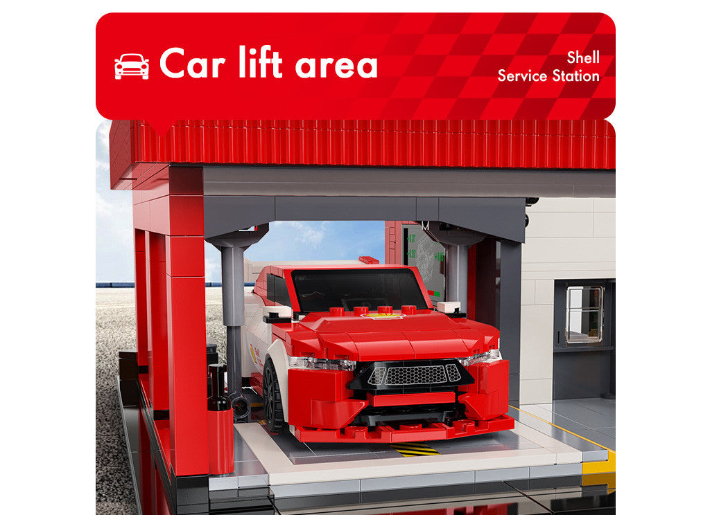 CaDA Brick Models - Shell Service Station with Car - C66025W