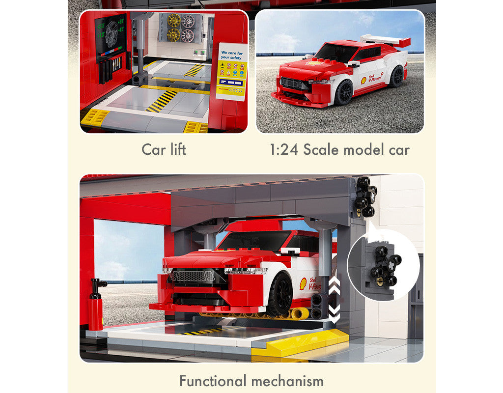 CaDA Brick Models - Shell Service Station with Car - C66025W