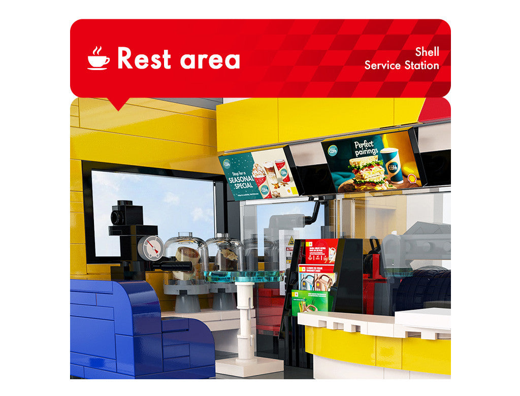 CaDA Brick Models - Shell Service Station with Car - C66025W