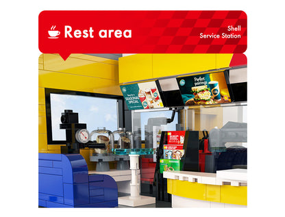 CaDA Brick Models - Shell Service Station with Car - C66025W