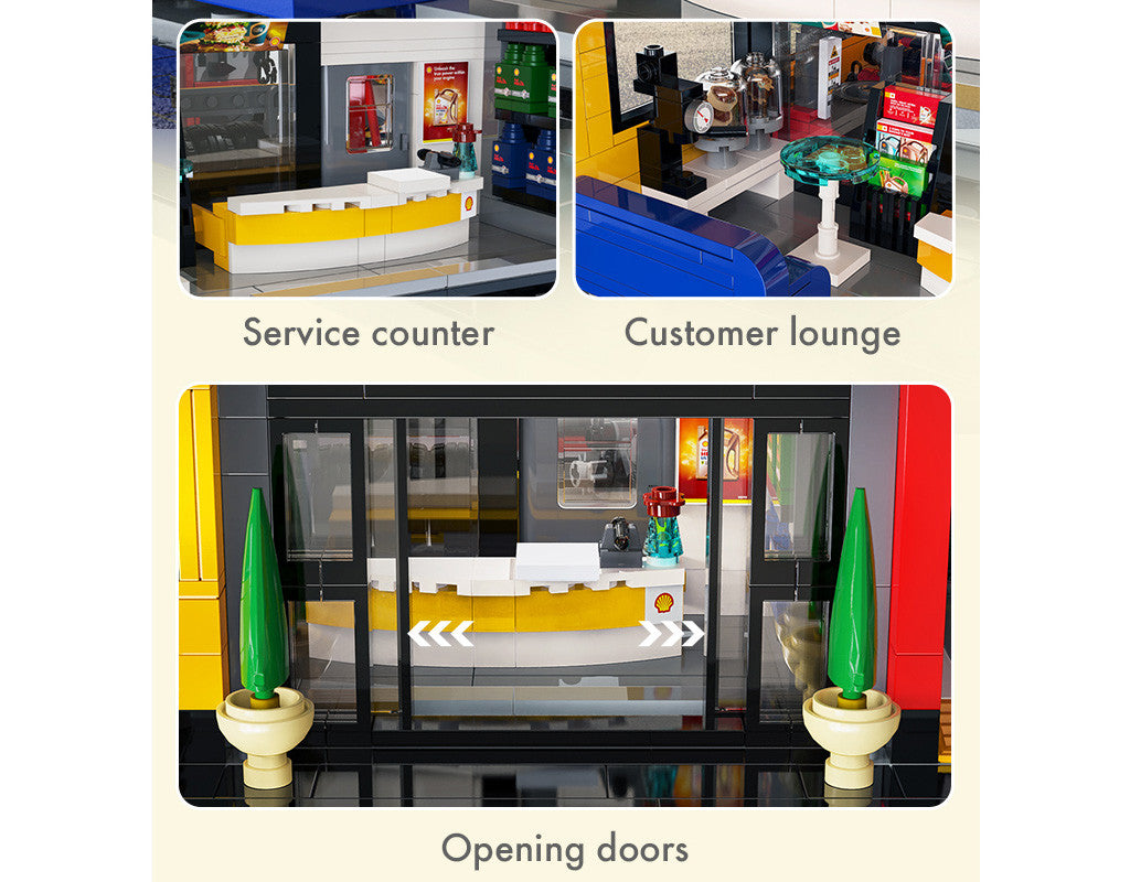 CaDA Brick Models - Shell Service Station with Car - C66025W