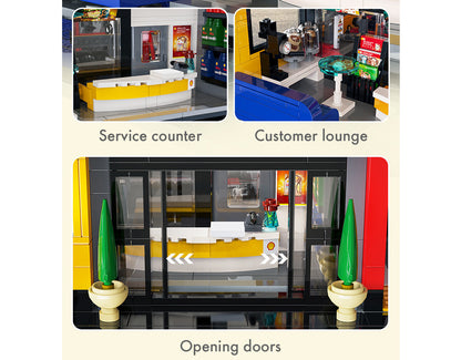 CaDA Brick Models - Shell Service Station with Car - C66025W