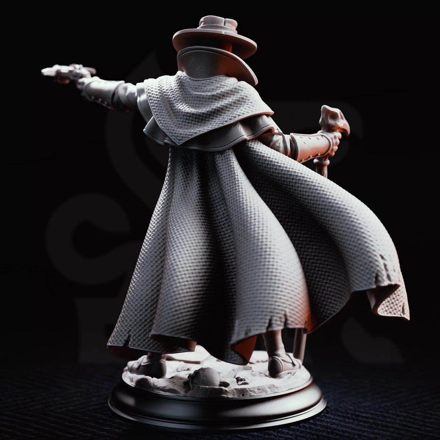 DM Stash Doktor Jakobson, Deranged Plague Doctor 32mm miniature back view