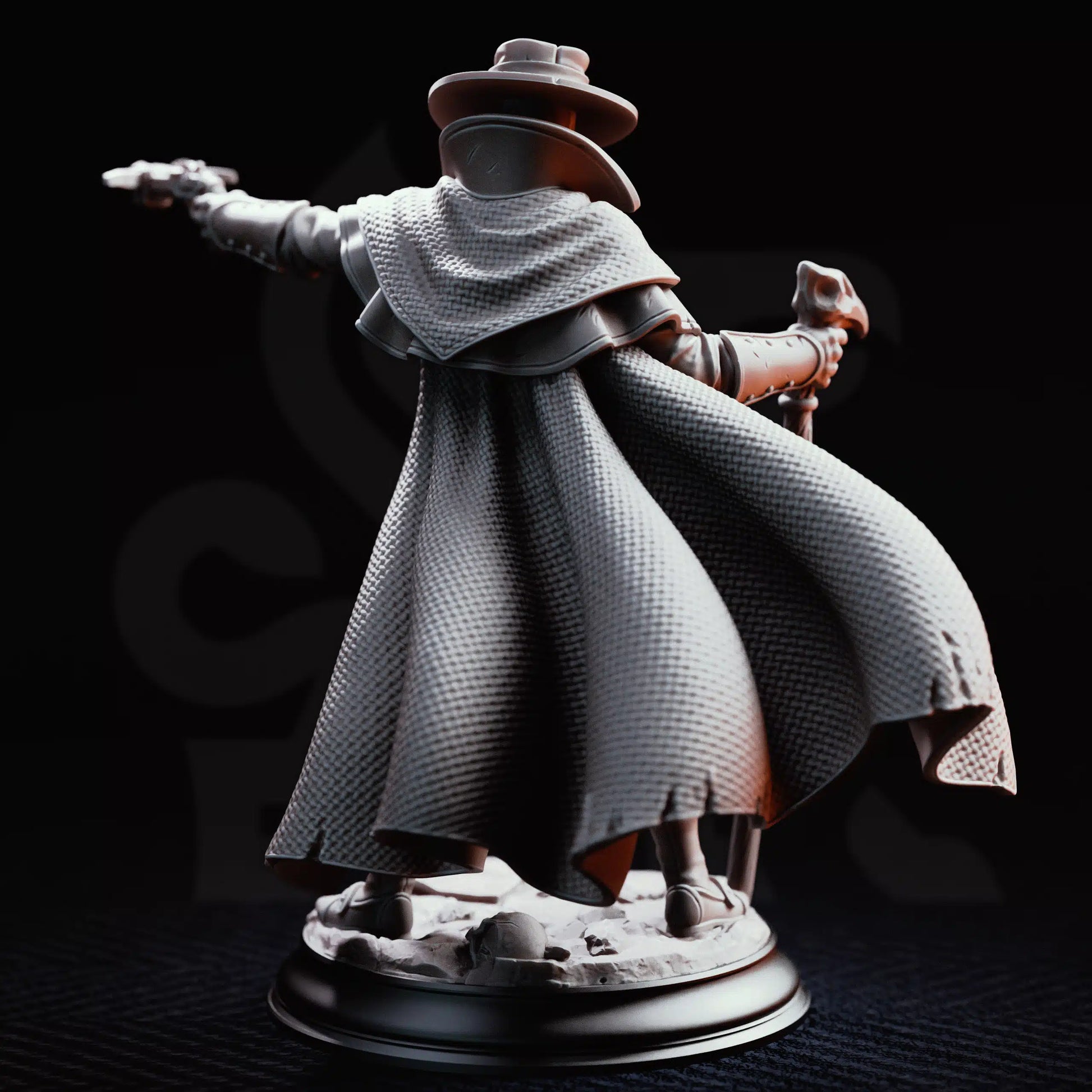 DM Stash Doktor Jakobson, Deranged Plague Doctor 32mm miniature back view