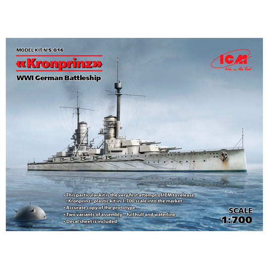 ICM Ships 1/700 - Kronprinz', WWI German Battleship - ICMS016