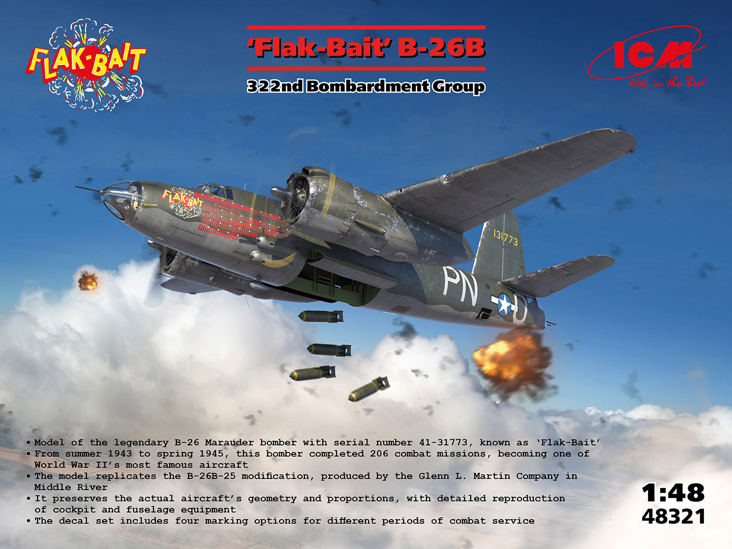 ICM 1/48 - B-26B Marauder Flak Bait'. 322nd Bombardment
