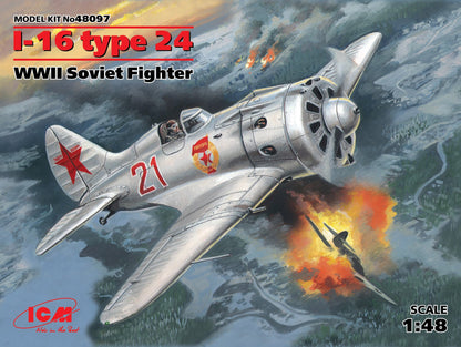ICM Aircraft 1:48 - I-16 Type 24, WWII Soviet Fighter Plane - ICM48097