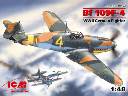 ICM Aircraft 1:48 - Messerschmitt Bf 109F-4, WWII German Fighter Plane - ICM48103