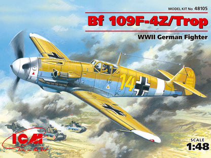 ICM Aircraft 1:48 - Messerschmitt Bf 109F-4Z/Trop, WWII German Fighter Plane - ICM48105