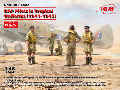 ICM Figures 1:48 - RAF Pilots In Tropical Uniforms (1941-1945) 5 Figures - ICM48080