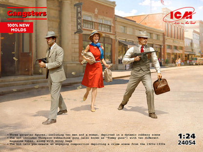 ICM Figures 1:24 - 1920s Gangsters with Tommy Guns (3 Figures) - ICM24054