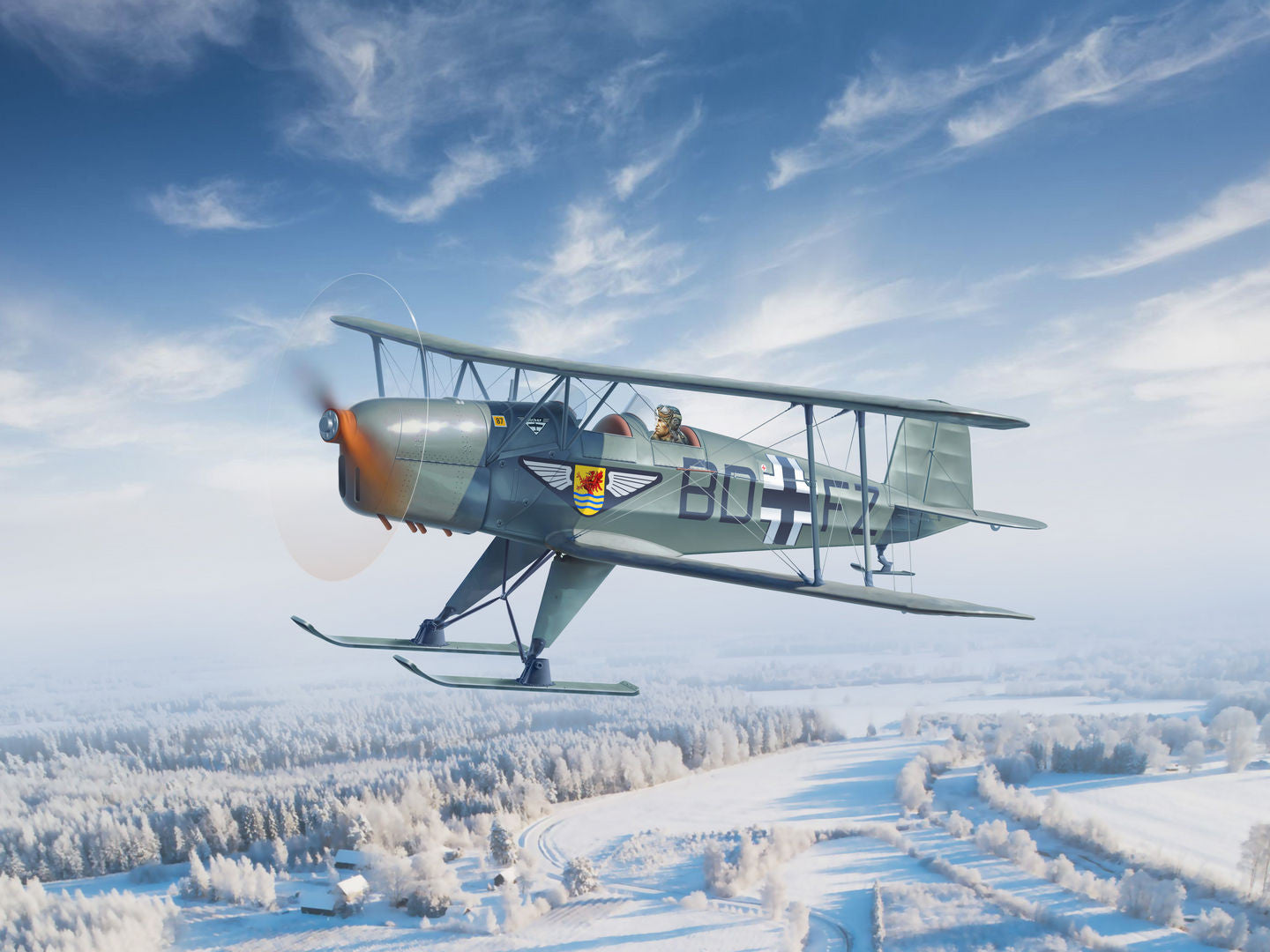 ICM Aircraft 1:32 - Bücker Bü 131D (Winter Version), WWII German Training Aircraft - ICM32029