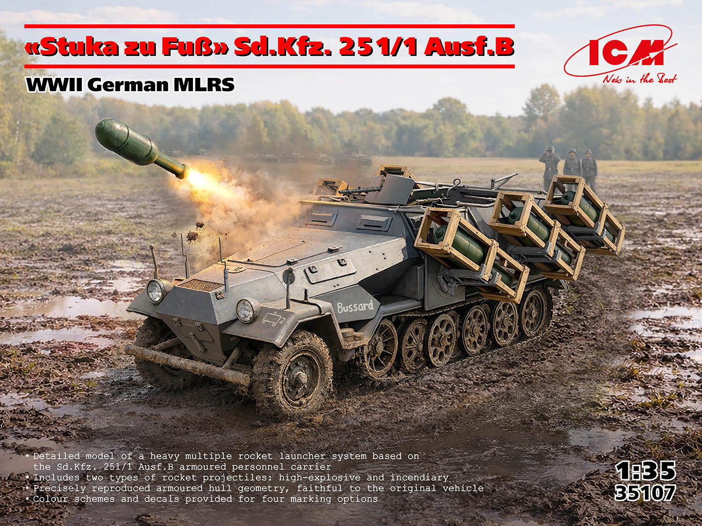 ICM Vehicles 1:35 - 'Stuka zu Fuß' Sd.Kfz. 251/1 Ausf.B, WWII German MLRS - ICM35107