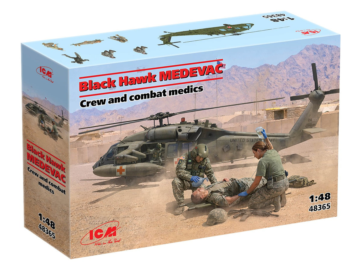 ICM Aircraft 1/48 - UH-60A Black Hawk 'Medevac' with Flight Medics - ICM48365