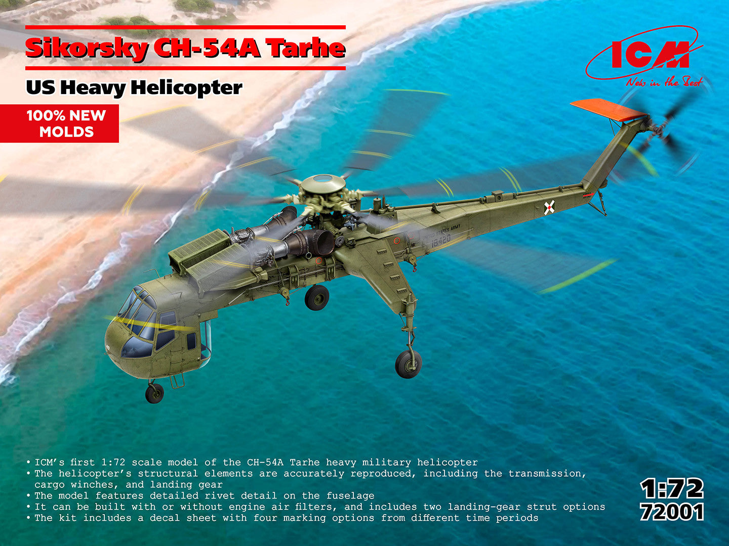ICM Aircraft 1:72 - Sikorsky CH-54A Tarhe U.S. Heavy Lift Helicopter - ICM72001