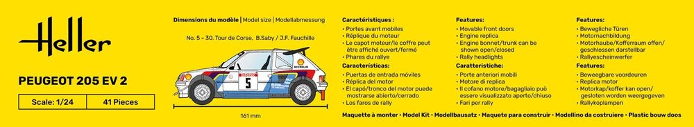 Heller 1/24 Peugeot 205 EV2 Starter Kit Model Car 56716