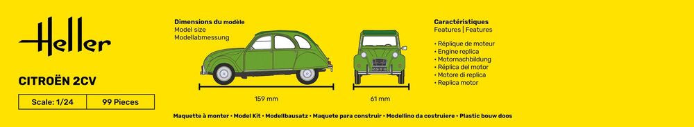 Heller 1/24 Scale Citroen 2CV Gift Set Model Kit 56765