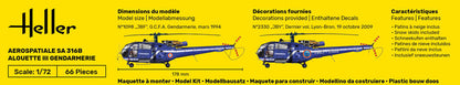 Heller STARTER KIT SA 316 Alouette III Gendarmerie 1:72