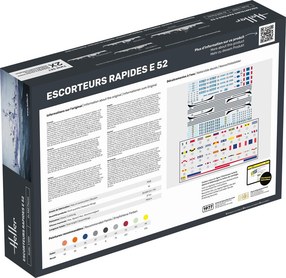 Heller 1/400 Escorteurs Rapides E52 French Frigate Model Kit 81094