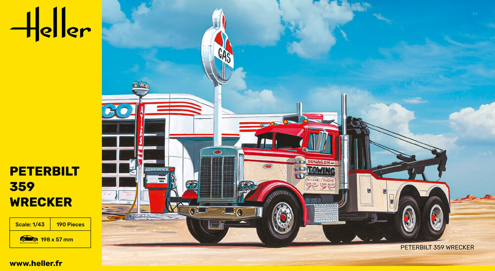 Heller 1/43 Peterbilt 359 Wrecker American Tow Truck Model Kit 80794