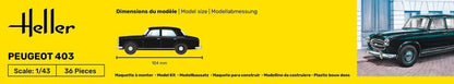 Heller 1/43 Peugeot 403 Plastic Model Kit 80161