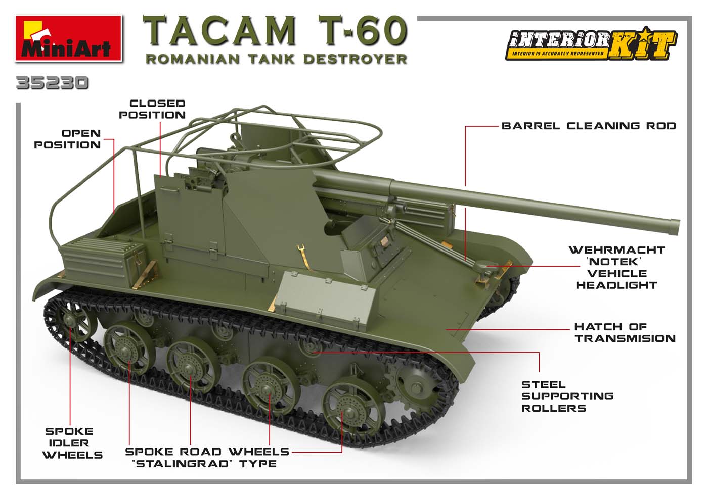 1/35 MiniArt - Tacam T-60 Romanian Tank Destroyer (Interior Kit) 35230