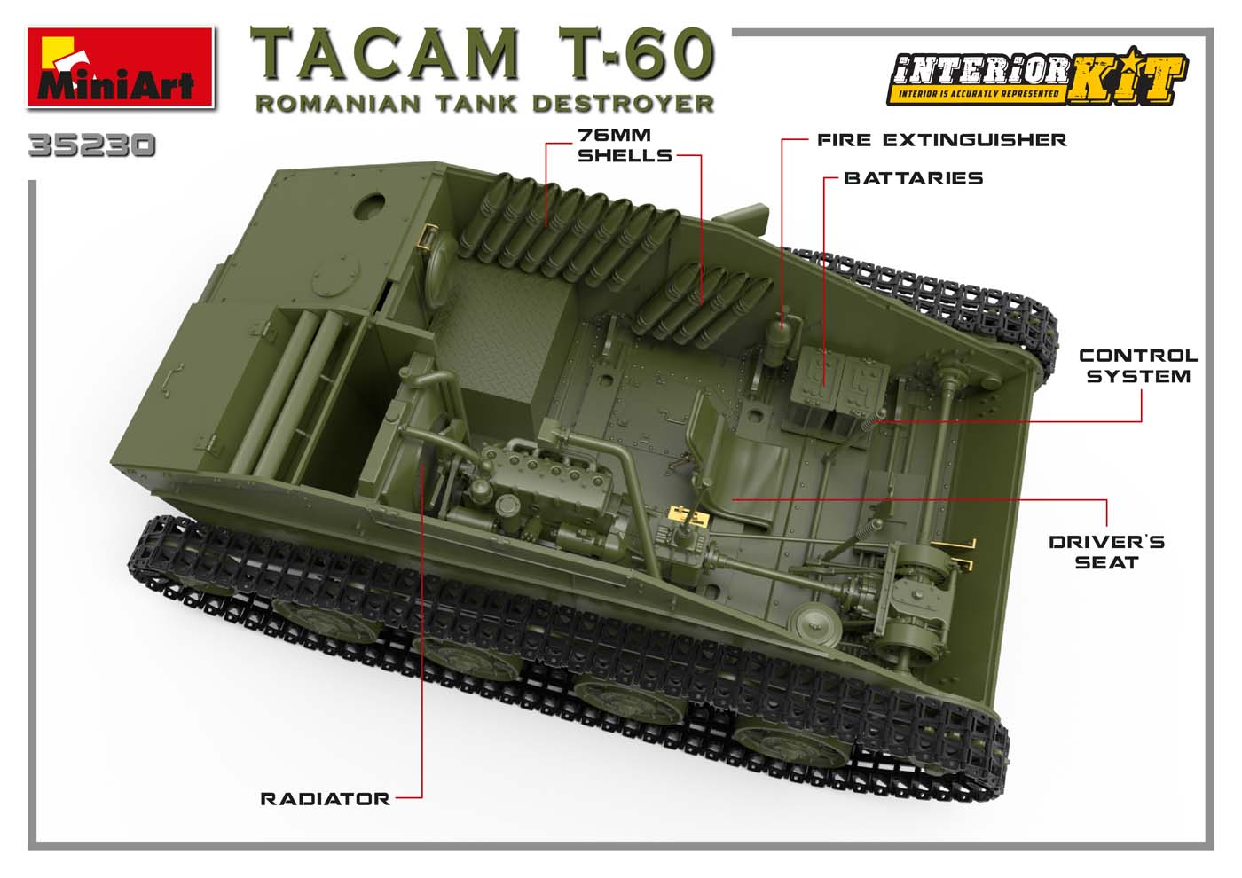 1/35 MiniArt - Tacam T-60 Romanian Tank Destroyer (Interior Kit) 35230