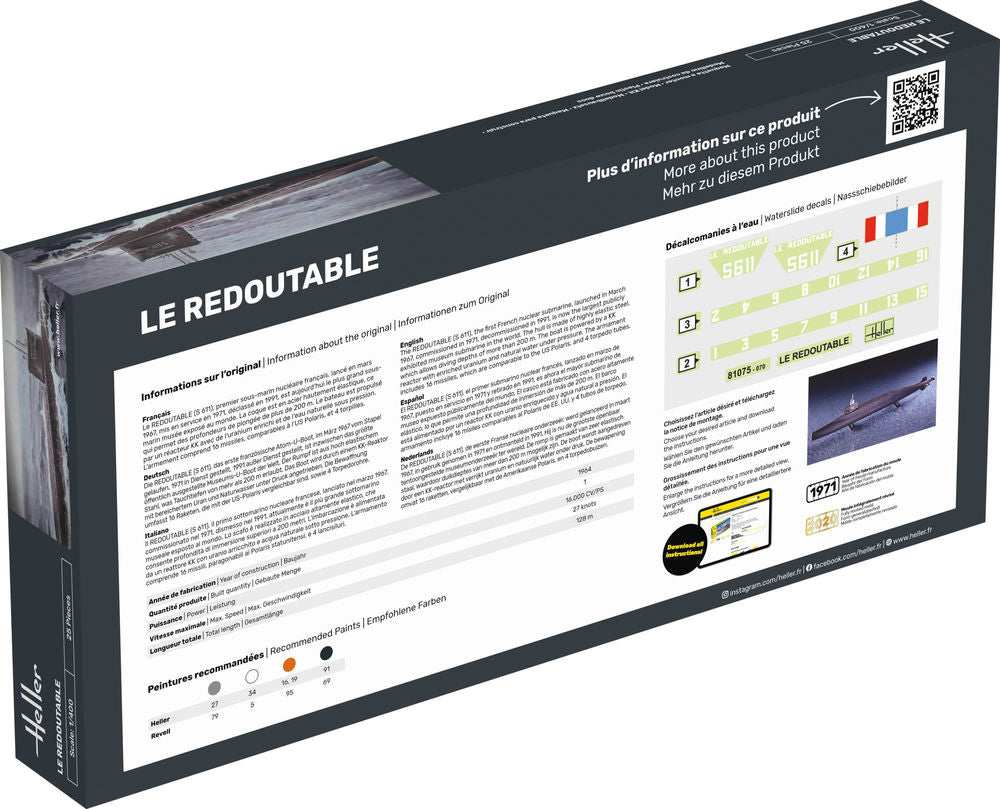 Heller 1/400 Le Redoutable French Submarine Model Kit 81075