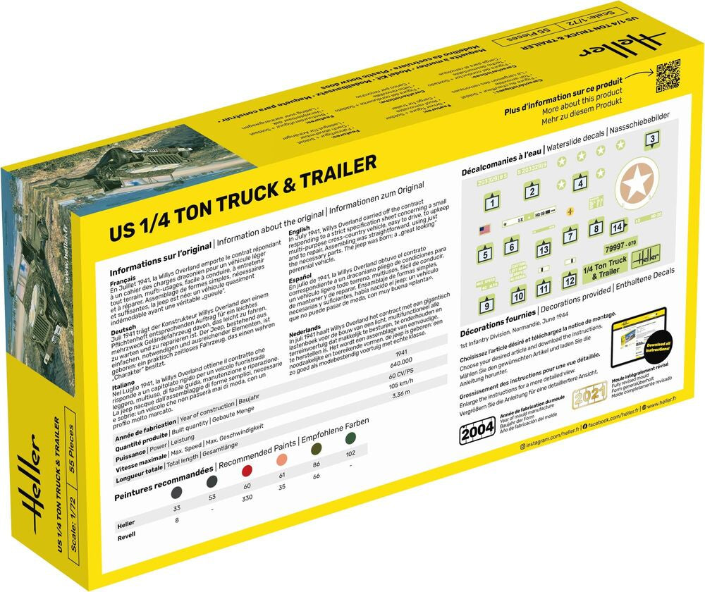 Heller US 1/4 Ton Truck & Trailer 1:72