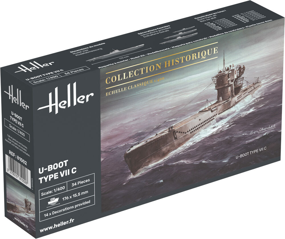 Heller 1/400 Gift Set - U-Boot Type VII C Model Kit 57002