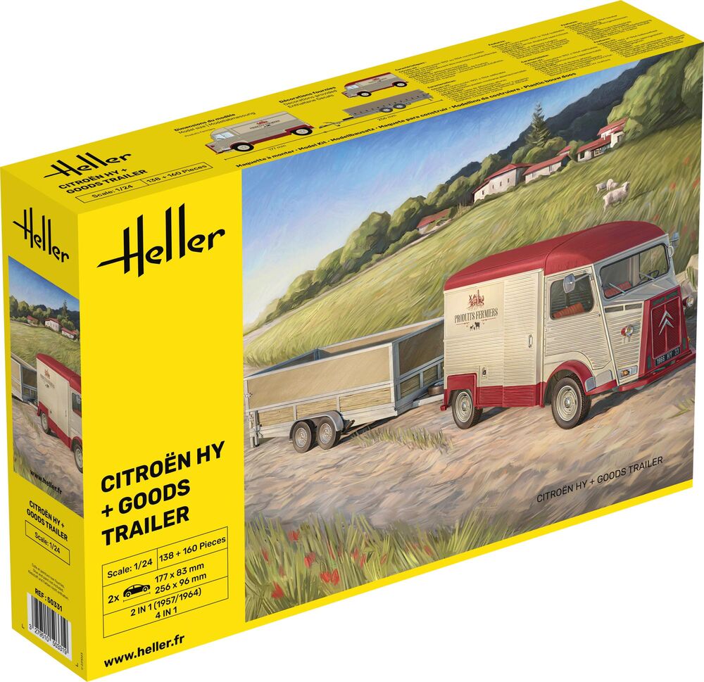 Heller 1/24 Citroen HY & Goods Trailer Model Kit 50331