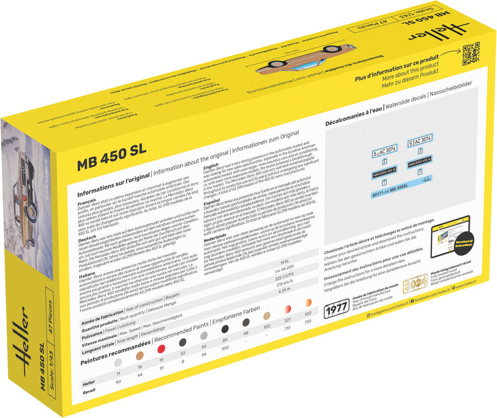 Heller STARTER KIT MB 450 SL 1:43